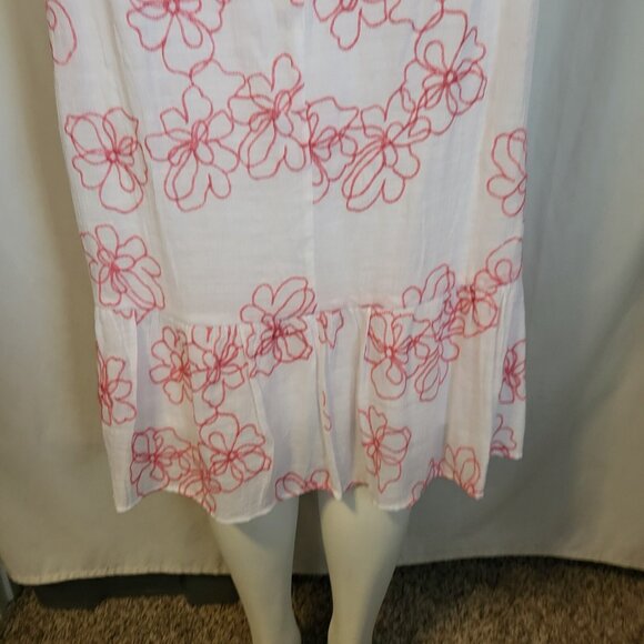 AGB Women Plus Size 2X Summer Dress White & Red Sheer w/Lining Floral NWT - Picture 9 of 10